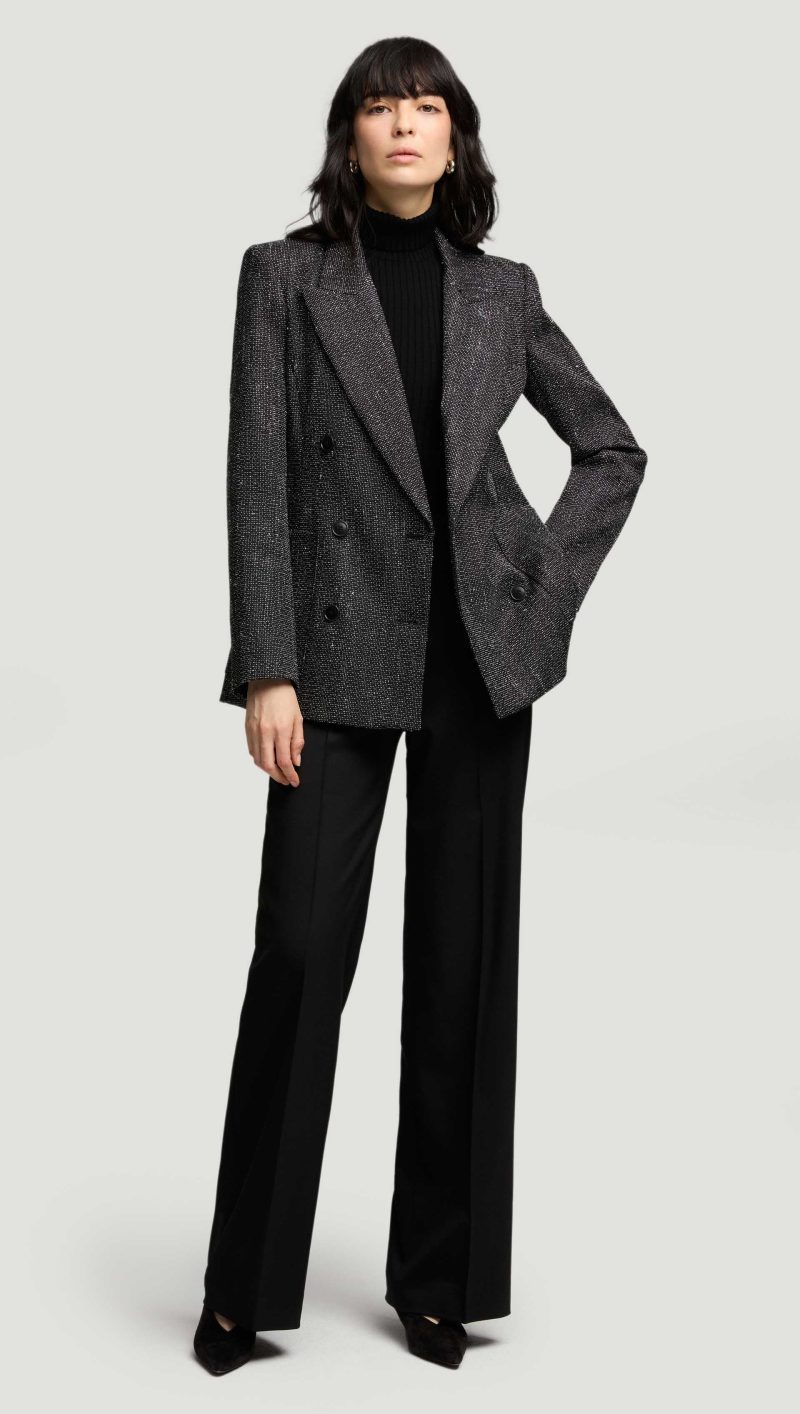 36 Chelsea Blazer in Tweed Black and White 3732