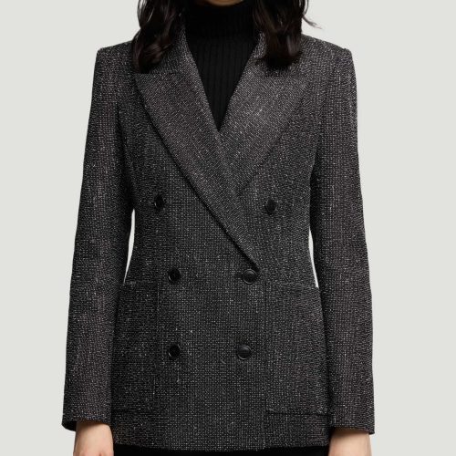 36 Chelsea Blazer in Tweed Black and White 3756