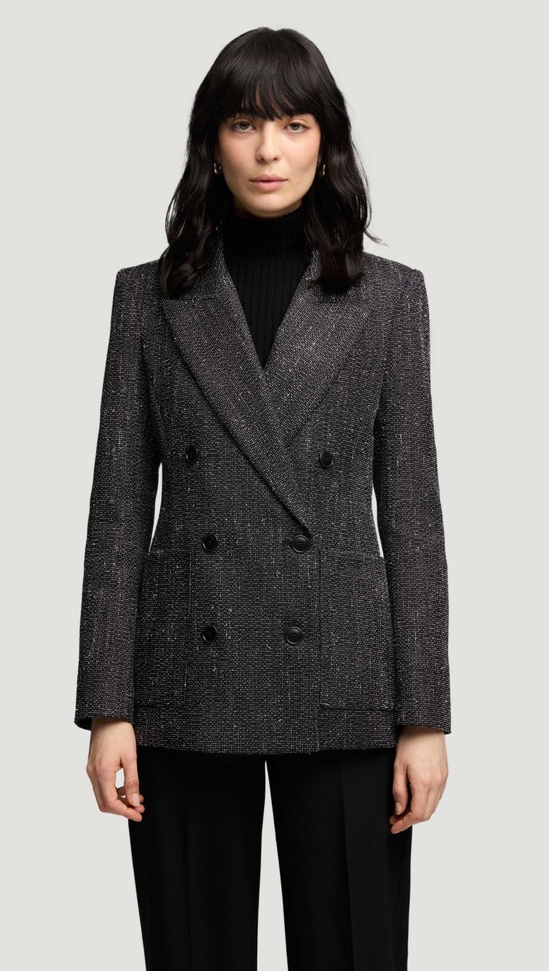 36 Chelsea Blazer in Tweed Black and White 3756