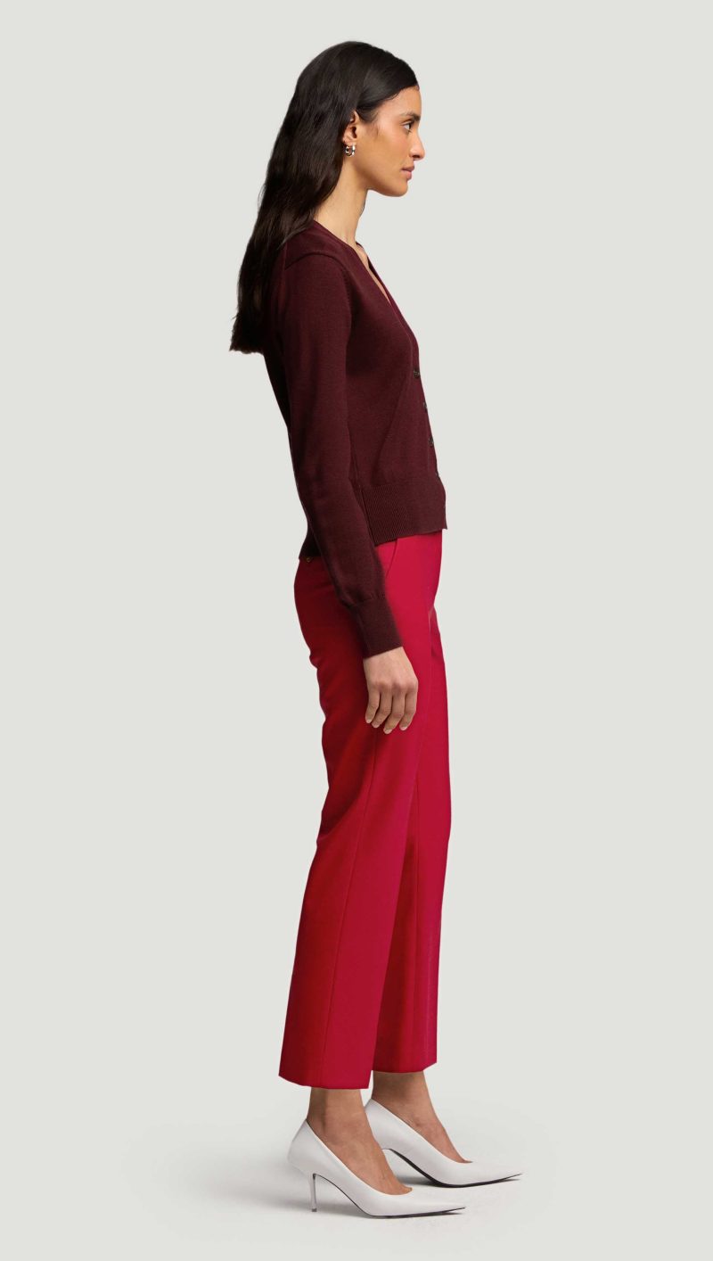 37 Cropped Straight Leg Trouser in Seasonless Wool Carmine 4650