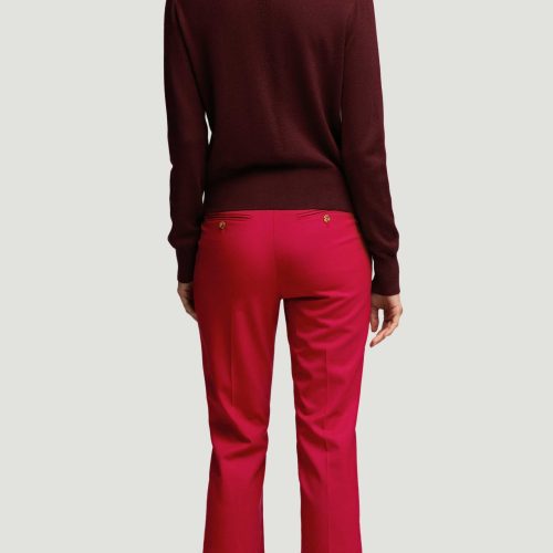 37 Cropped Straight Leg Trouser in Seasonless Wool Carmine 4660