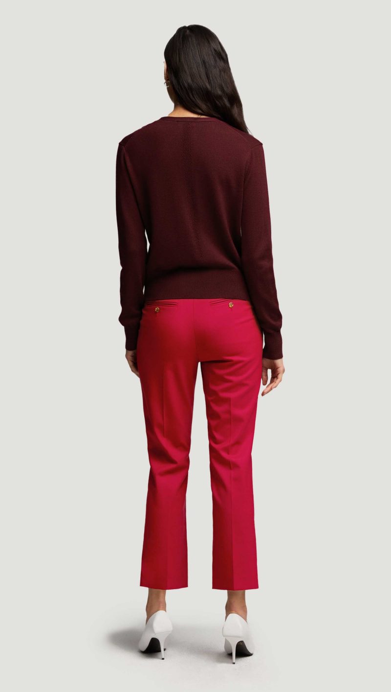 37 Cropped Straight Leg Trouser in Seasonless Wool Carmine 4660