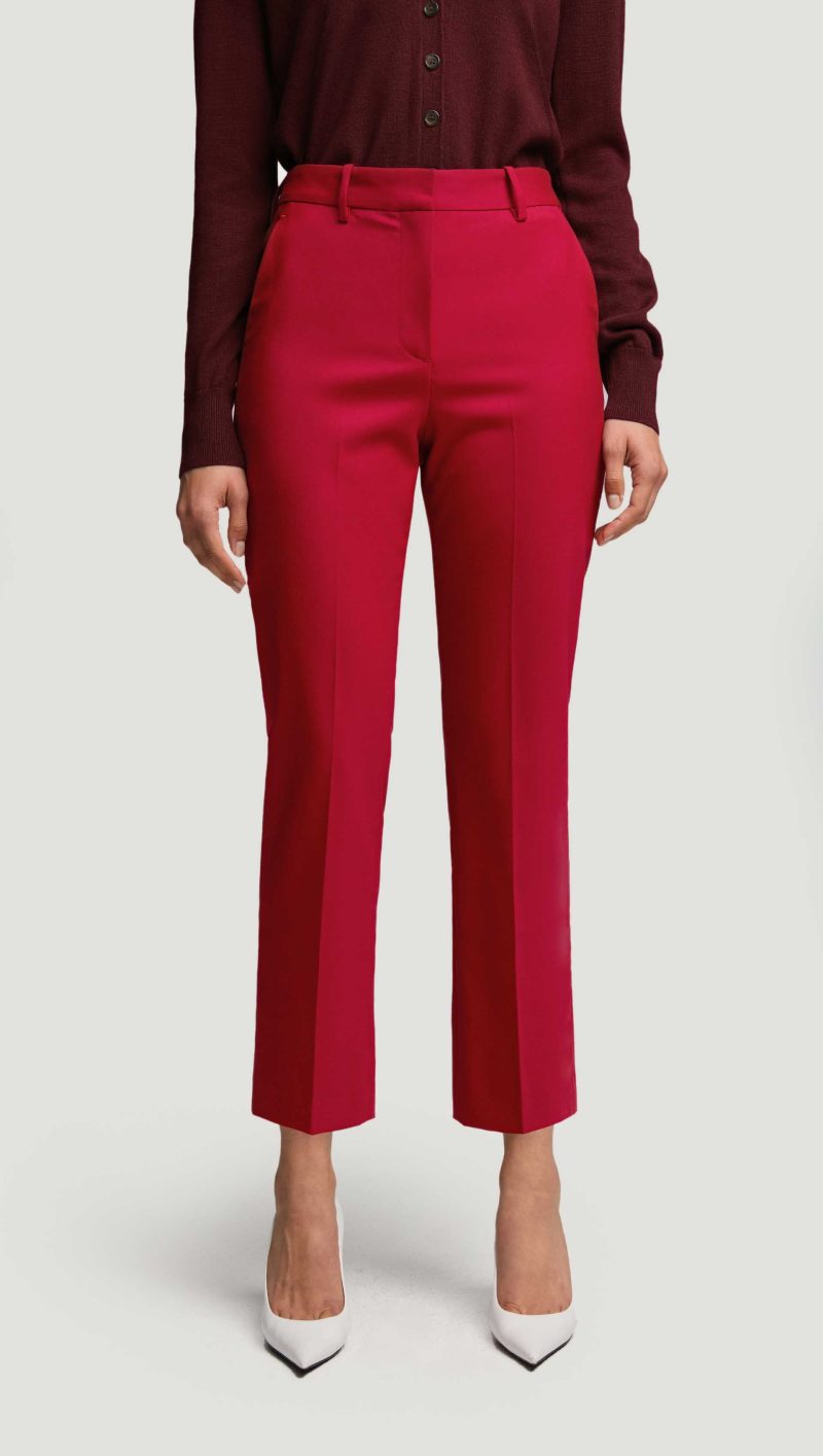 37 Cropped Straight Leg Trouser in Seasonless Wool Carmine 4693