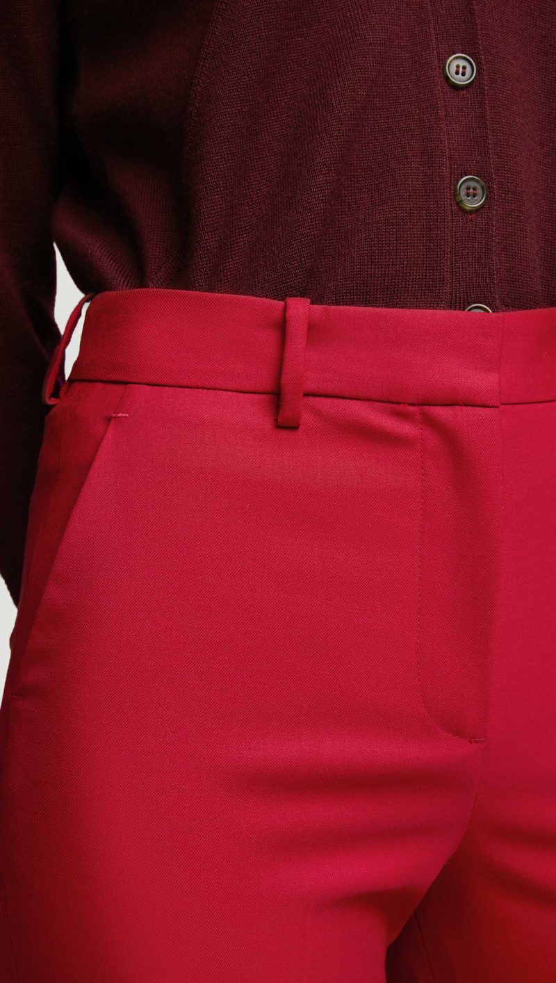 37 Cropped Straight Leg Trouser in Seasonless Wool Carmine 4706