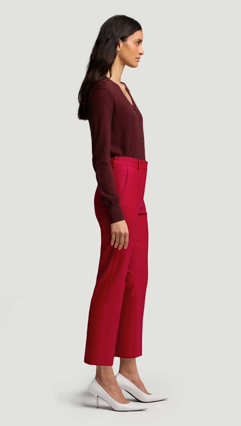 37 Cropped Straight Leg Trouser in Seasonless Wool Carmine 4709