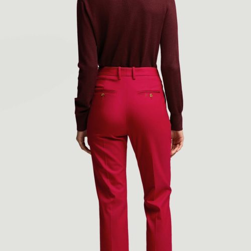 37 Cropped Straight Leg Trouser in Seasonless Wool Carmine 4722