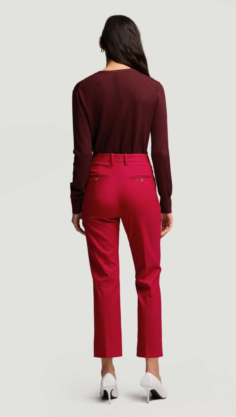 37 Cropped Straight Leg Trouser in Seasonless Wool Carmine 4722