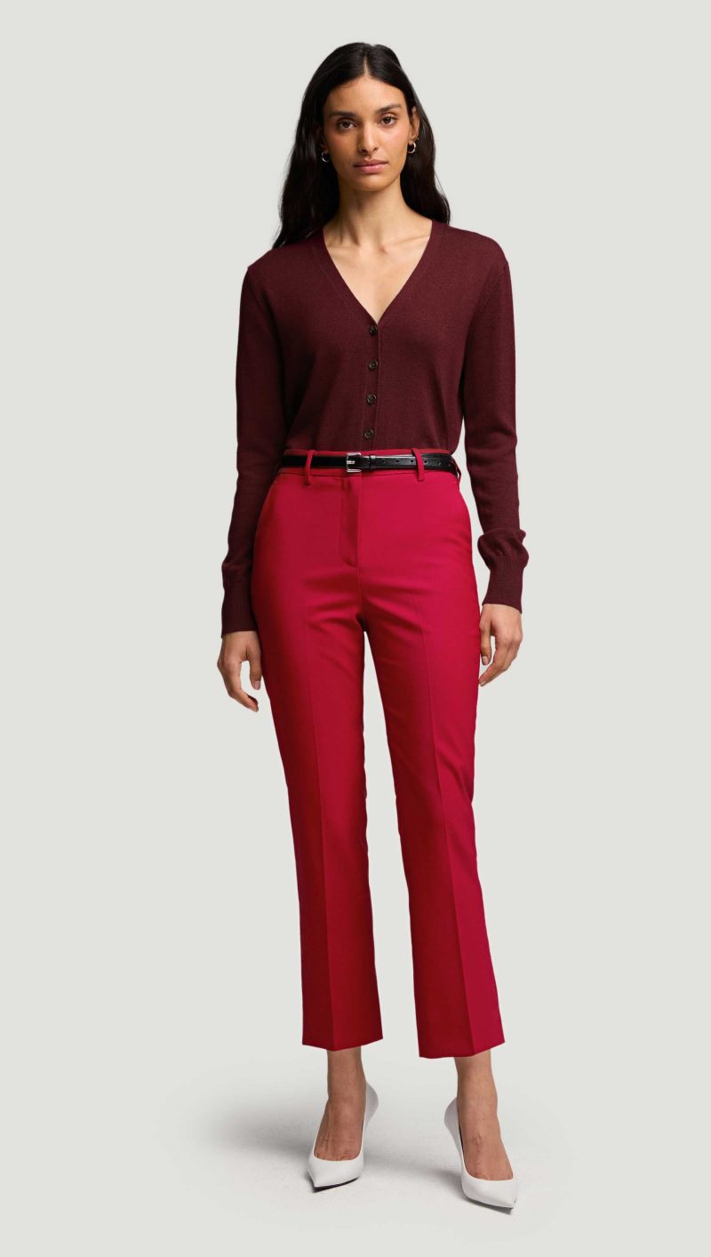 37 Cropped Straight Leg Trouser in Seasonless Wool Carmine 4728