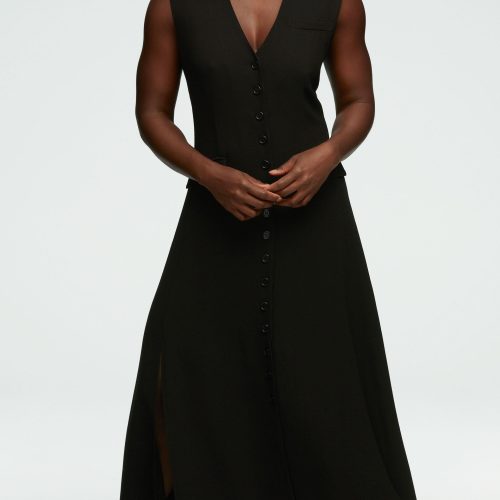 37 Vest Dress in Viscose Wool Crepe Black 0691