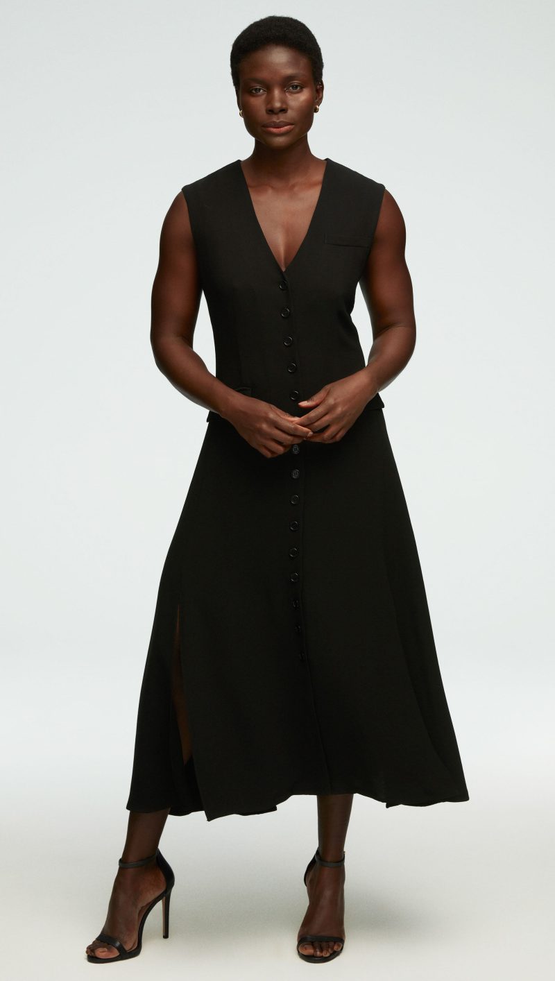 37 Vest Dress in Viscose Wool Crepe Black 0691