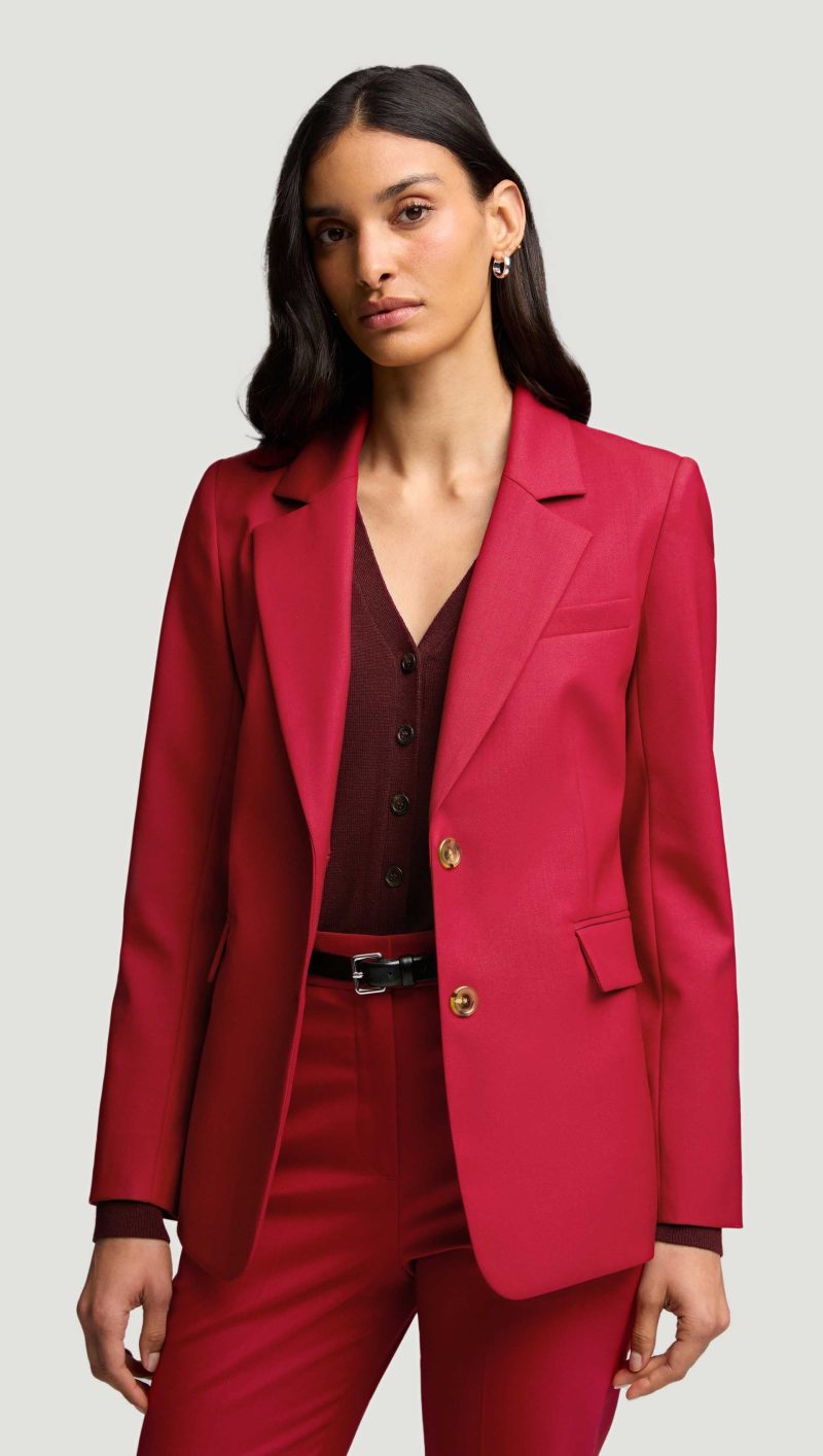 37a Two Button Blazer in Seasonless Wool Carmine 4774