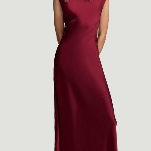 38 Bias Dress in Viscose Satin Burgundy 2746