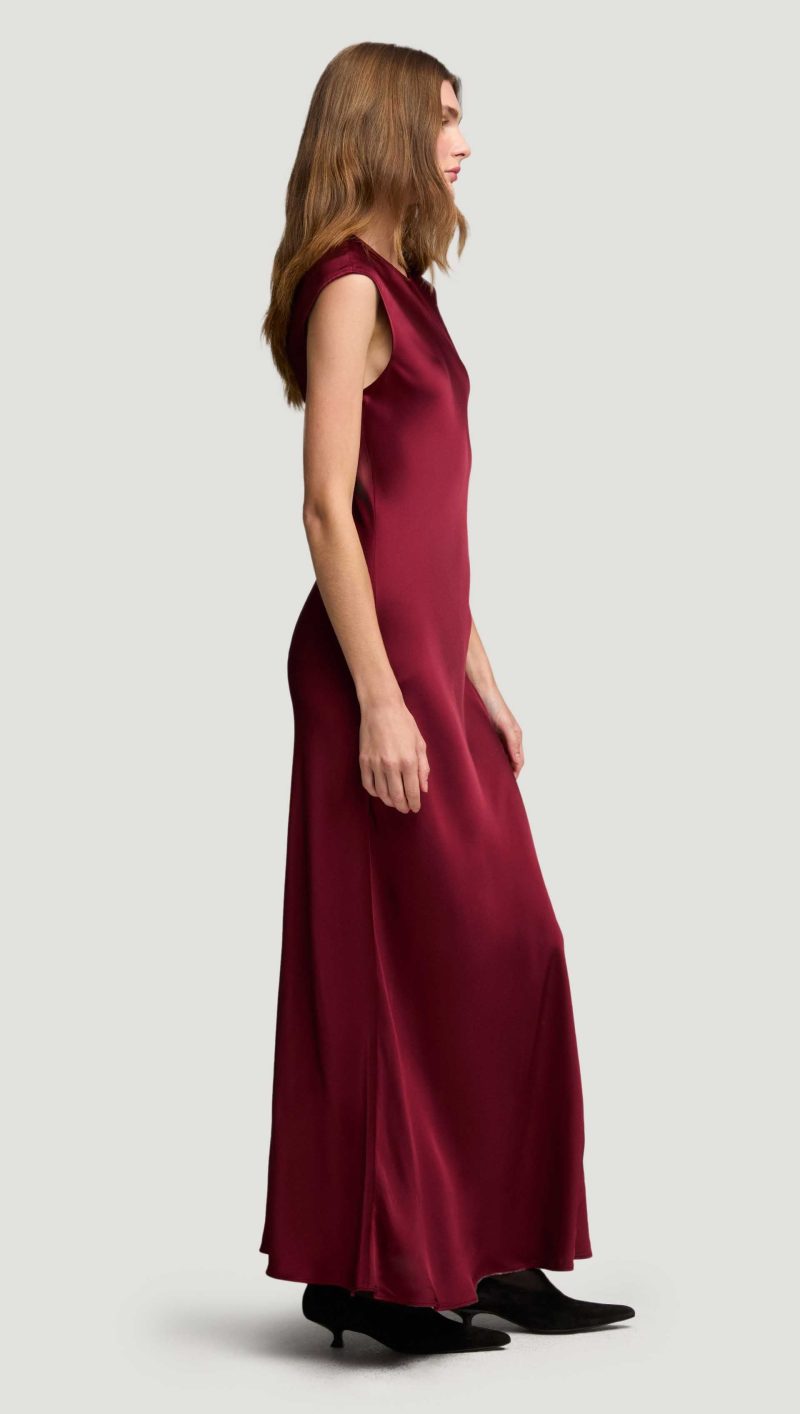 38 Bias Dress in Viscose Satin Burgundy 2770