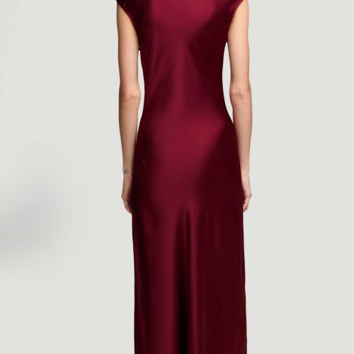 38 Bias Dress in Viscose Satin Burgundy 2789