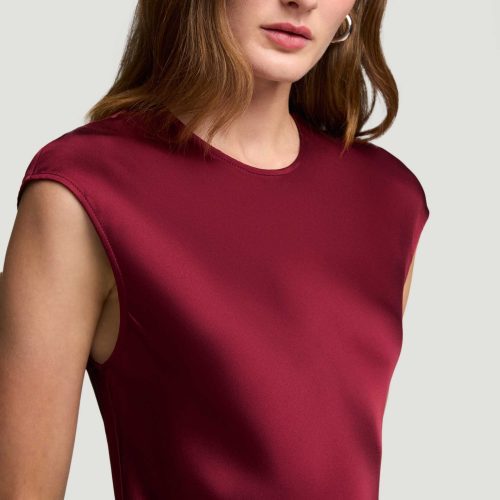 38 Bias Dress in Viscose Satin Burgundy 2806