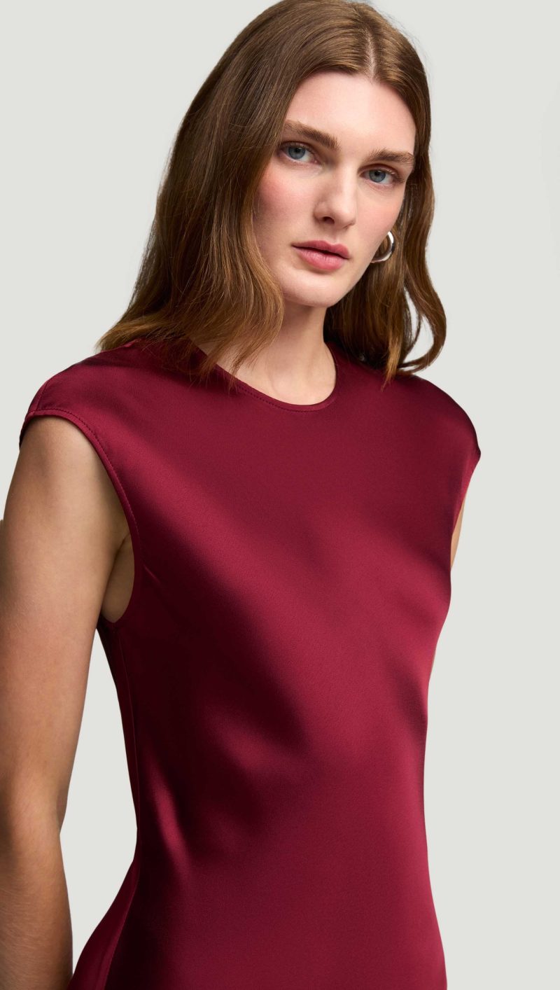 38 Bias Dress in Viscose Satin Burgundy 2806