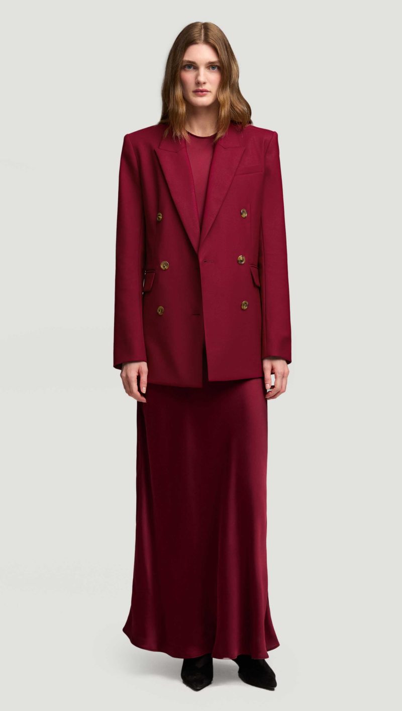 38a Bias Dress in Viscose Satin Burgundy 2821