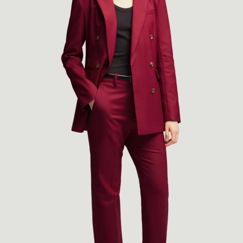 41 Double Breasted Blazer in Seasonless Wool Burgundy 1316