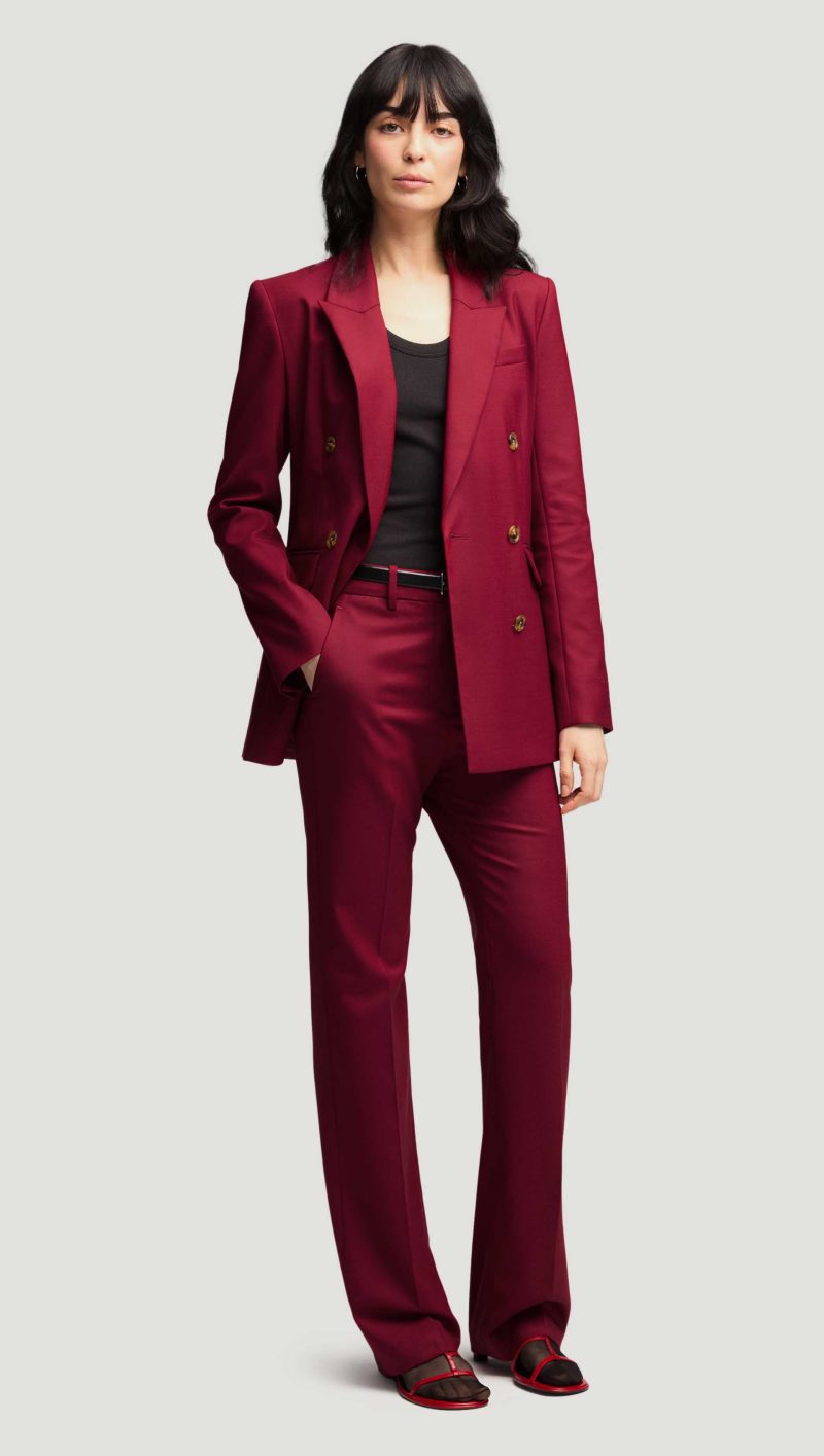 41 Double Breasted Blazer in Seasonless Wool Burgundy 1316