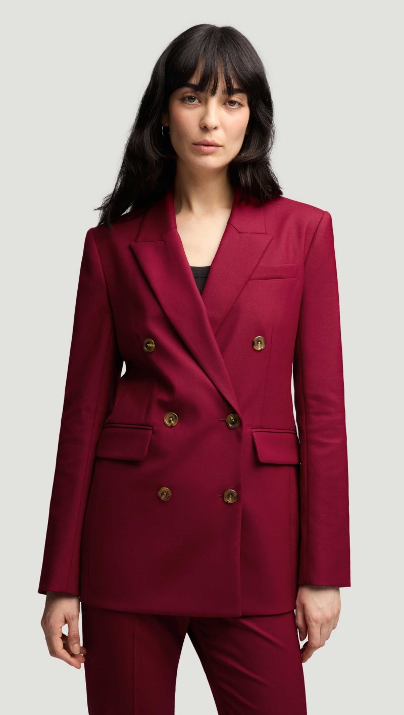 41 Double Breasted Blazer in Seasonless Wool Burgundy 1354