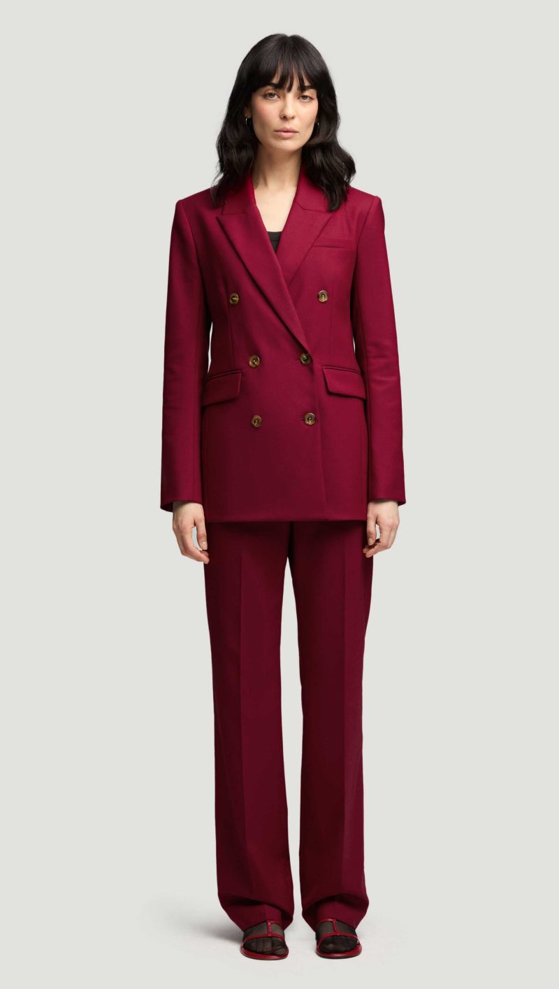 41 Double Breasted Blazer in Seasonless Wool Burgundy 1397