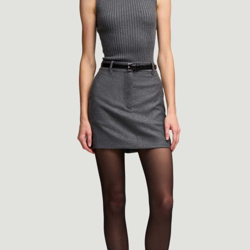 45 Sleeveless Turtleneck in Stretch Wool Grey 2405