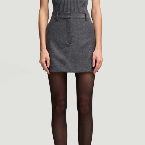 45 Sleeveless Turtleneck in Stretch Wool Grey 2435