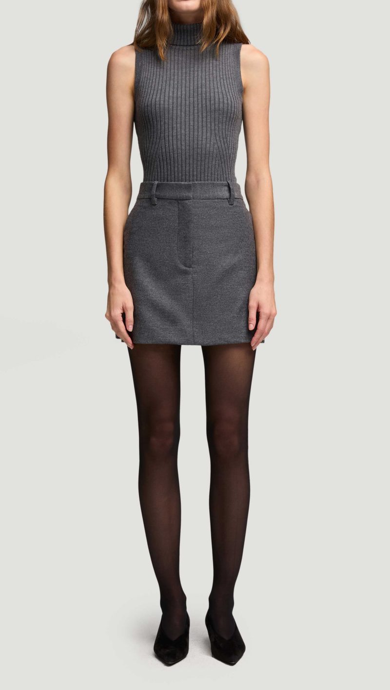 45 Sleeveless Turtleneck in Stretch Wool Grey 2435