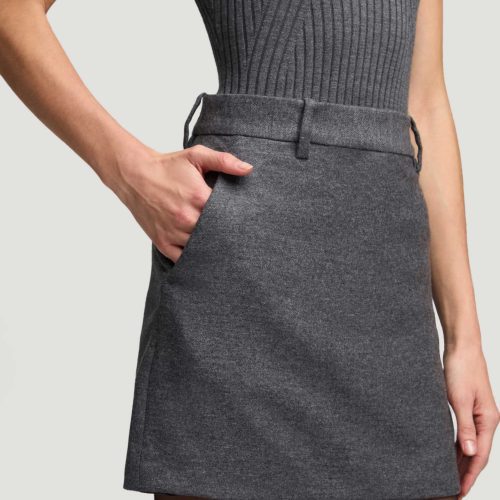 45 Sleeveless Turtleneck in Stretch Wool Grey 2440