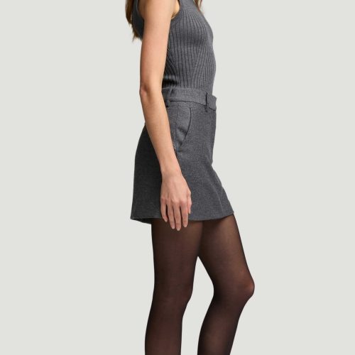 45 Sleeveless Turtleneck in Stretch Wool Grey 2450