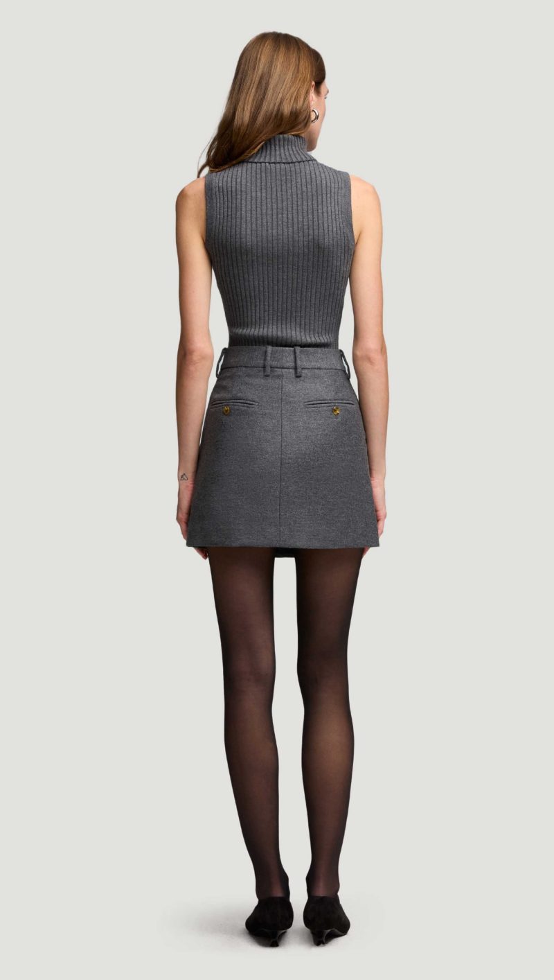 45 Sleeveless Turtleneck in Stretch Wool Grey 2459