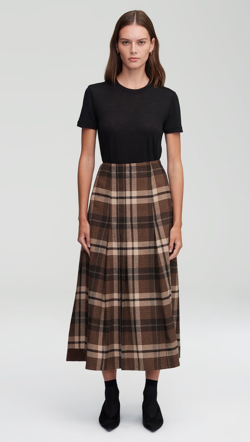 45 Work Skirt Brown Plaid 2656