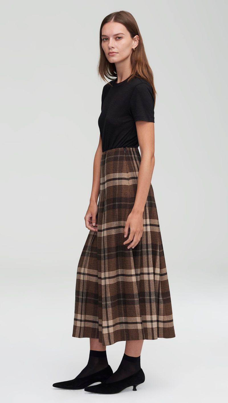 45 Work Skirt Brown Plaid 2661