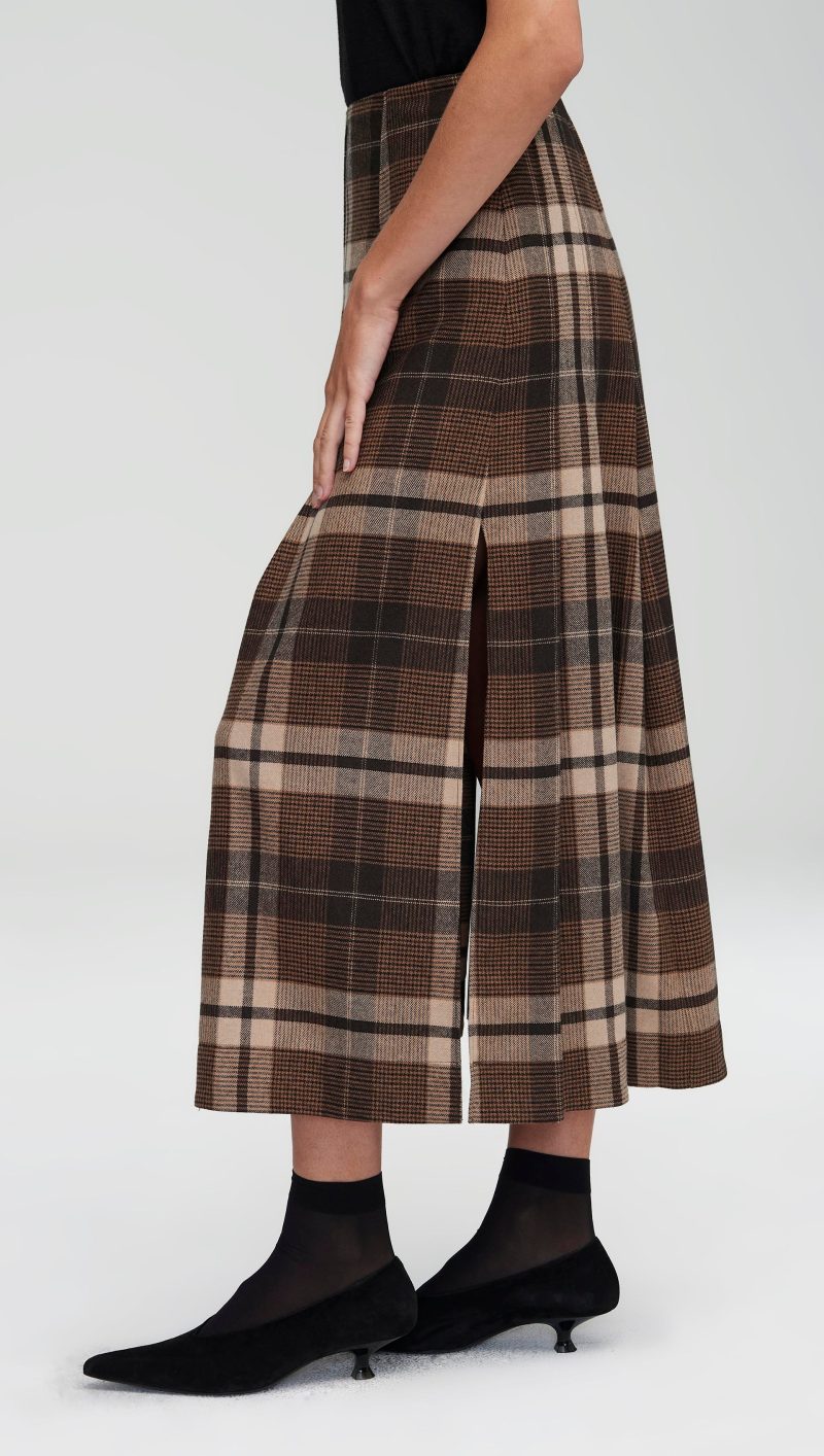 45 Work Skirt Brown Plaid 2677