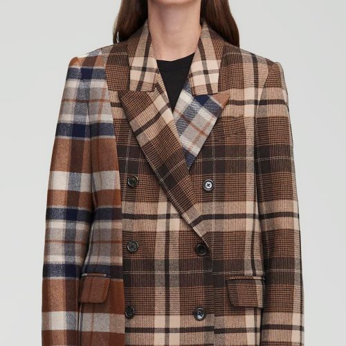 46 Patch Pocket Blazer Brown Plaid 2686 CROP