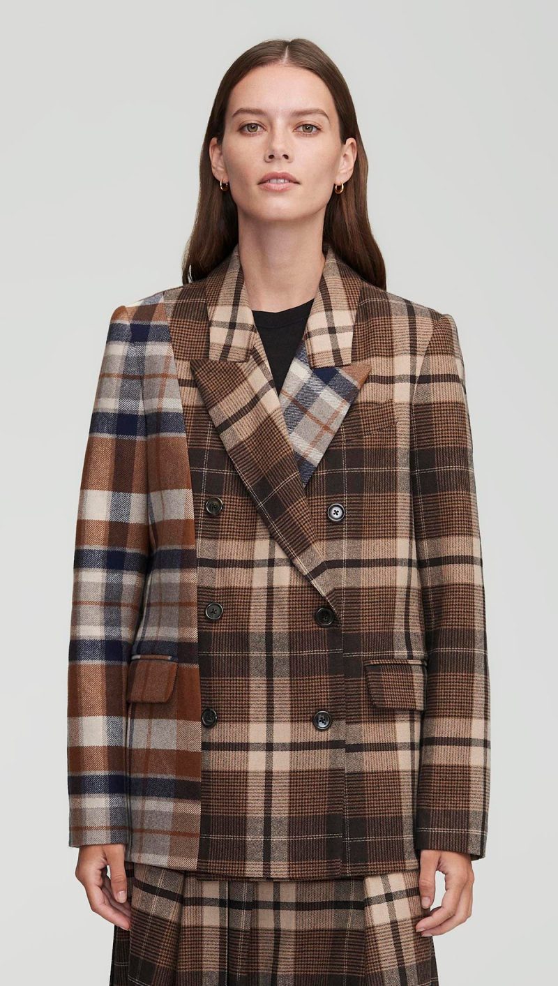 46 Patch Pocket Blazer Brown Plaid 2686 CROP