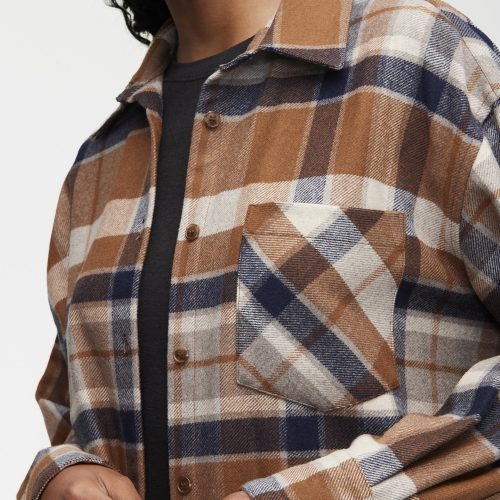 47 Shirt Jacket in Wool Plaid Brown Plaid 0602