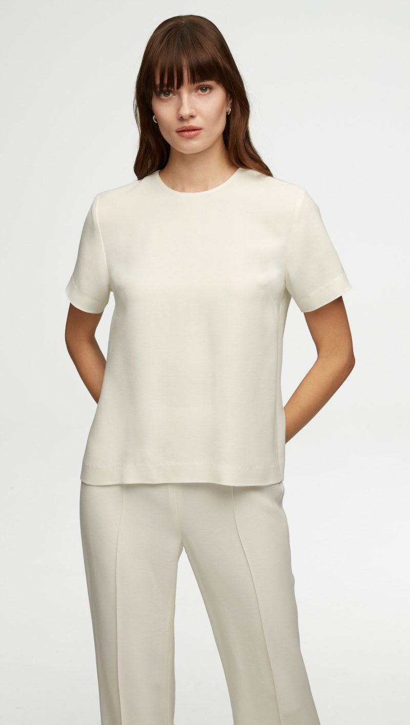 49 Woven Tee in Viscose Wool Crepe Ivory 2191