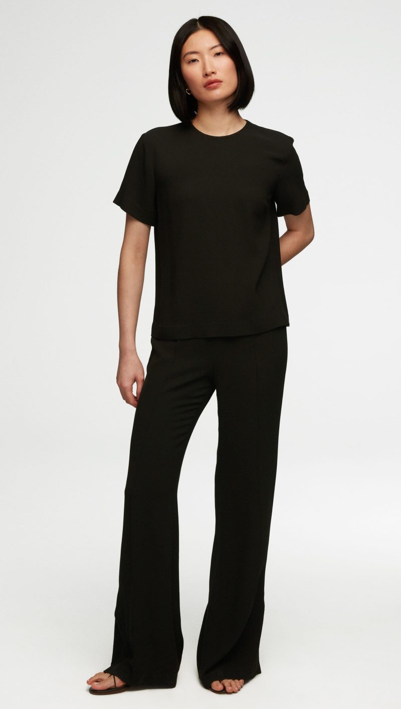 50 Woven Tee in Viscose Wool Crepe Black 2231