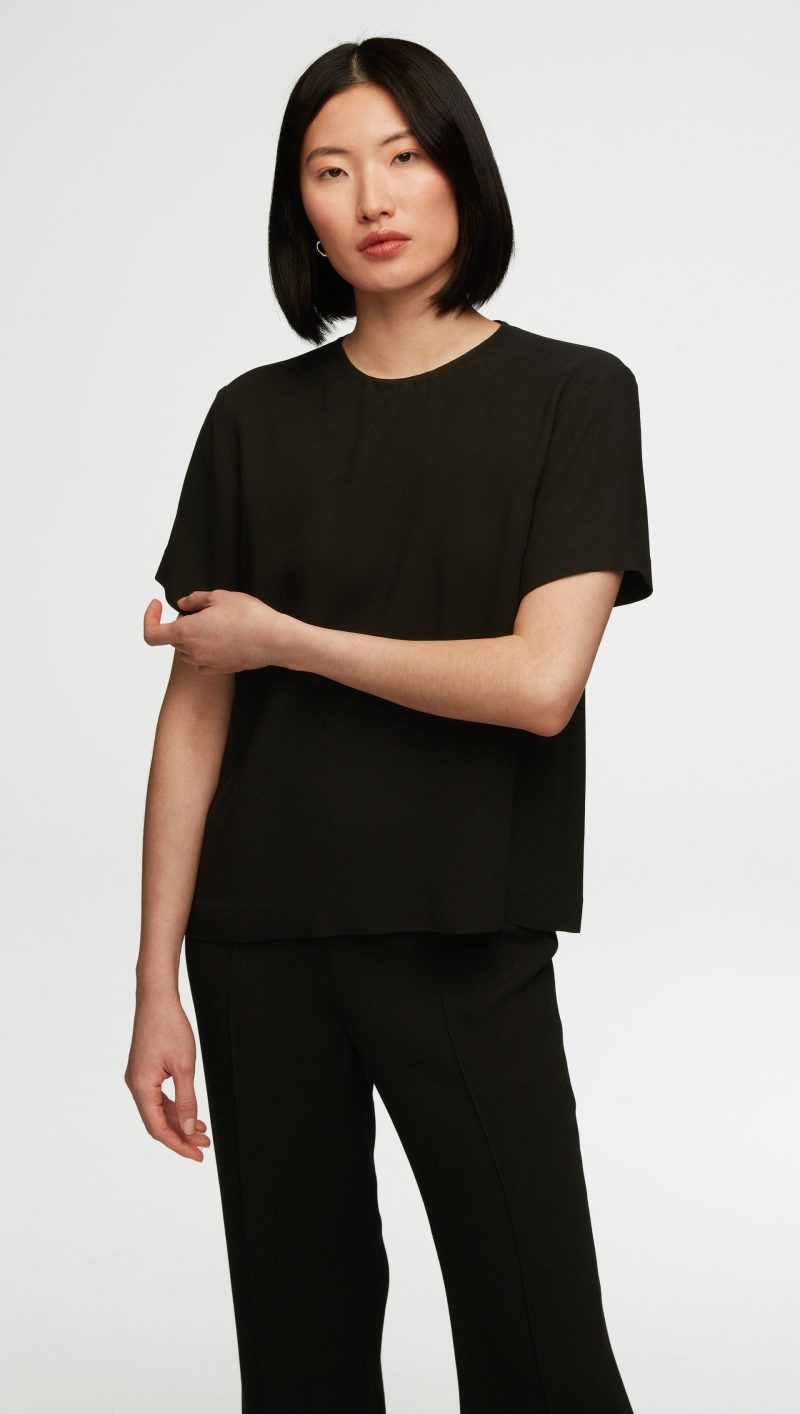 50 Woven Tee in Viscose Wool Crepe Black 2247