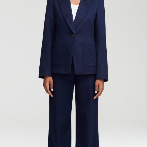 51 Patch Pocket Blazer in Textured Wool Navy 0655