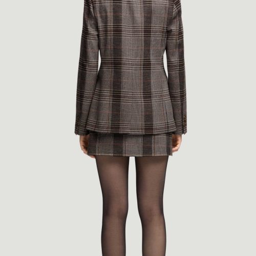 51a Weekend Blazer in Viscose Blend Coffee Beige Plaid 0667