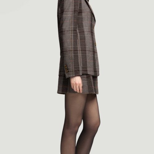 51a Weekend Blazer in Viscose Blend Coffee Beige Plaid 0683