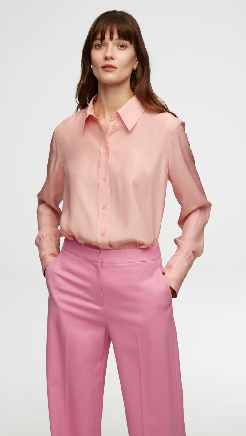 55 Double Breasted Blazer in Seasonless Wool Bubblegum 2379