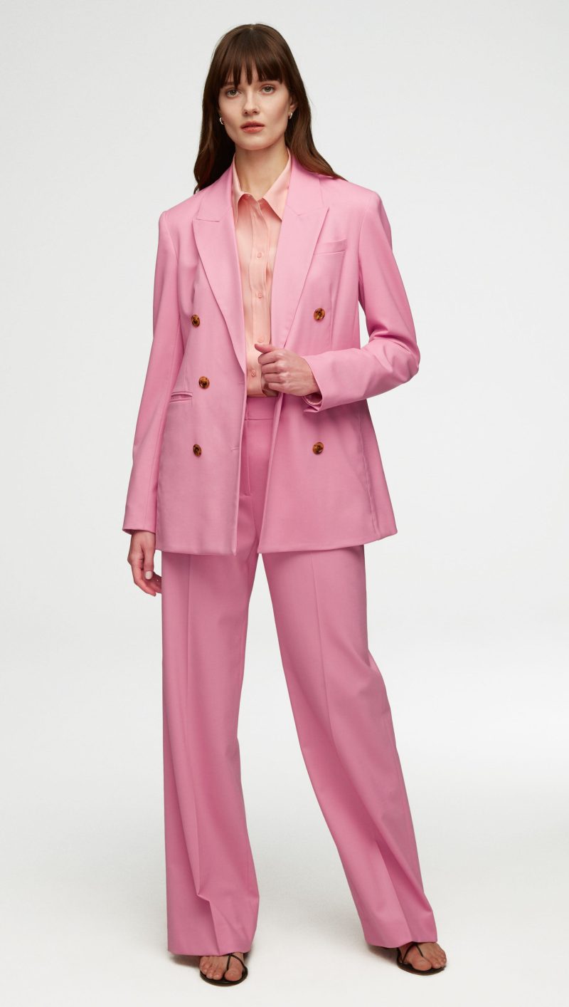 55 Double Breasted Blazer in Seasonless Wool Bubblegum 2390 a3dc7f86 1e7d 44f8 a78f f3fa495a17e3