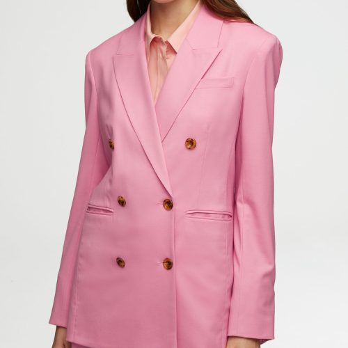 55 Double Breasted Blazer in Seasonless Wool Bubblegum 2413