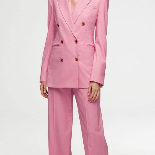 55 Double Breasted Blazer in Seasonless Wool Bubblegum 2428