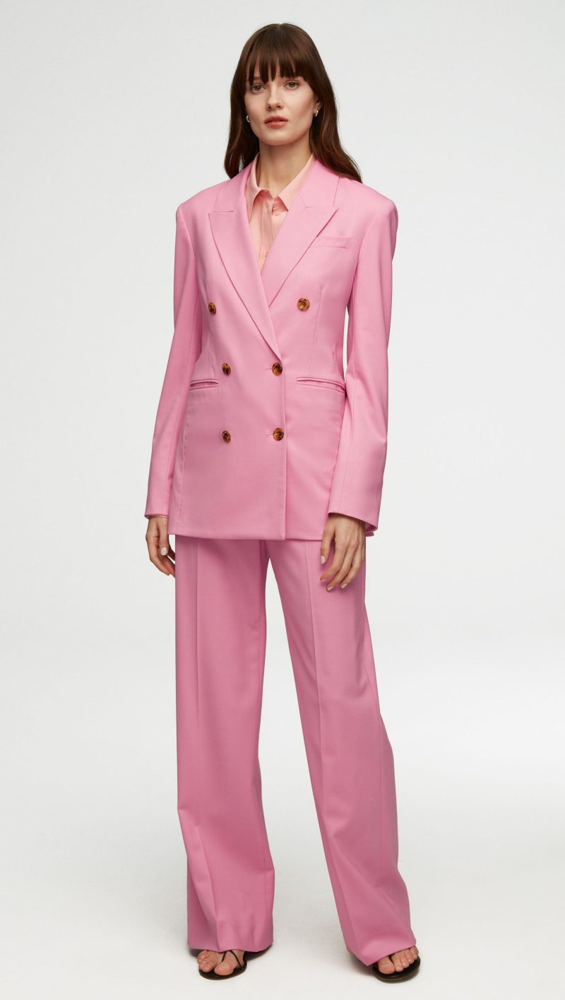 55 Double Breasted Blazer in Seasonless Wool Bubblegum 2428