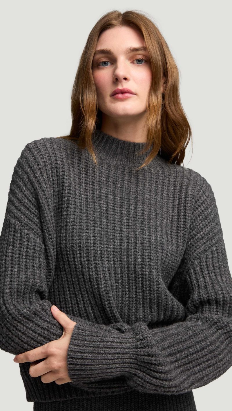 55 Fisherman Sweater in Wool Nyon Grey 2059