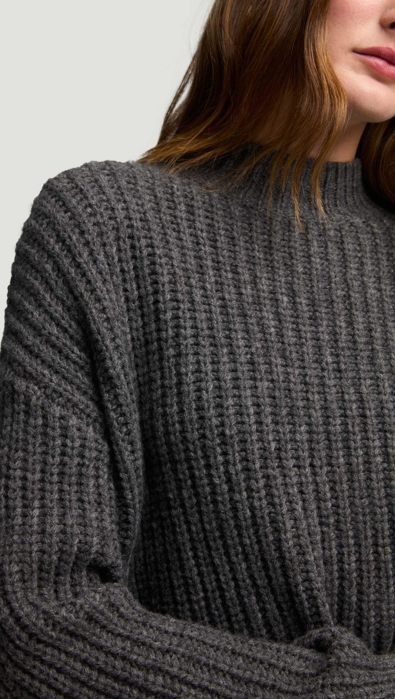 55 Fisherman Sweater in Wool Nyon Grey 2060